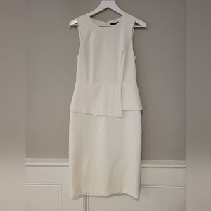 Classic White Sleeveless Peplum Sheath Dress